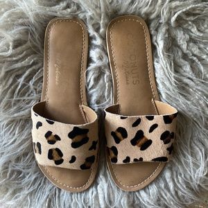 leopard cheetah sandal slides